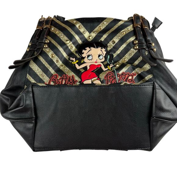 Betty Boop handbag black and gold striped design Vintage Y2K - Picture 3 of 9